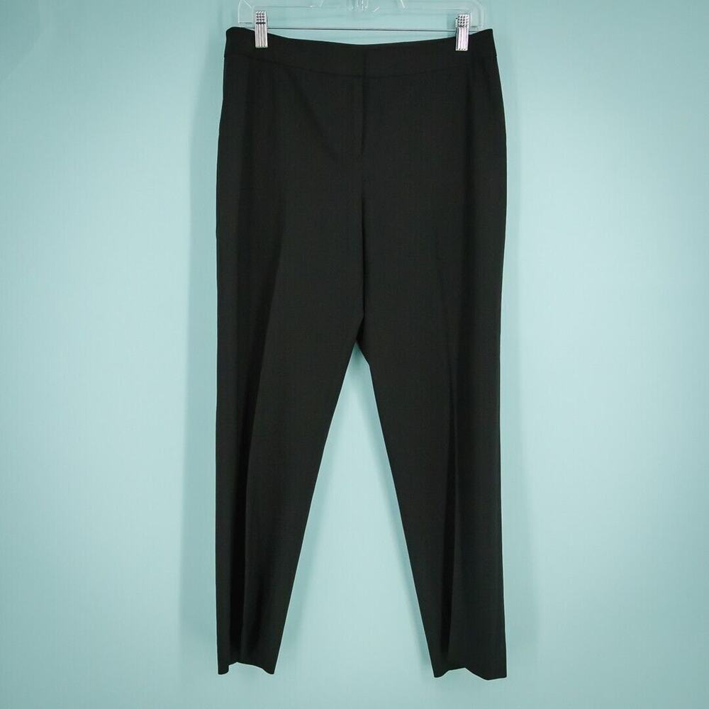 Lafayette 148 Size 6 Black Hook Zip Closure Straight Leg Career Work Wool Pants
